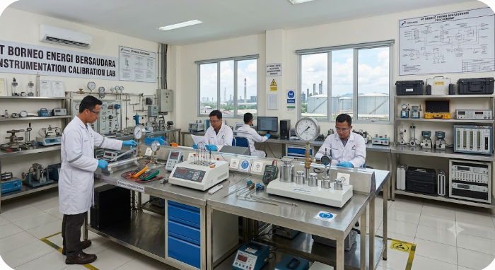 Laboratorium kalibrasi instrumen industri PT Borneo Energi Bersaudara standar internasional Balikpapan