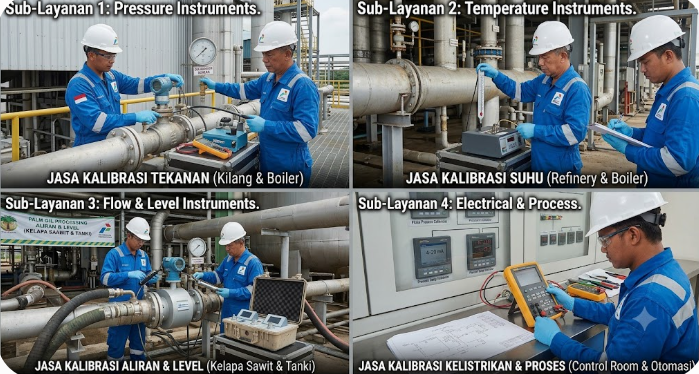 PT BEB 4 sub-layanan kalibrasi: Tekanan, Suhu, Flow-Level, Kelistrikan — Balikpapan Kalimantan