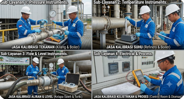 Kalibrasi instrumen tekanan pressure on-site kilang boiler Kalimantan Timur