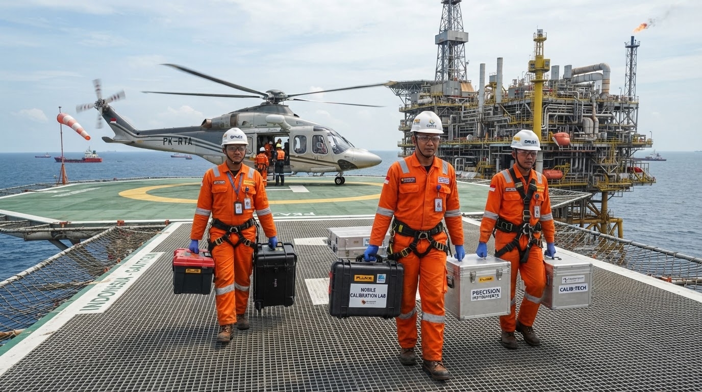 Tim kalibrasi on-site offshore platform Indonesia