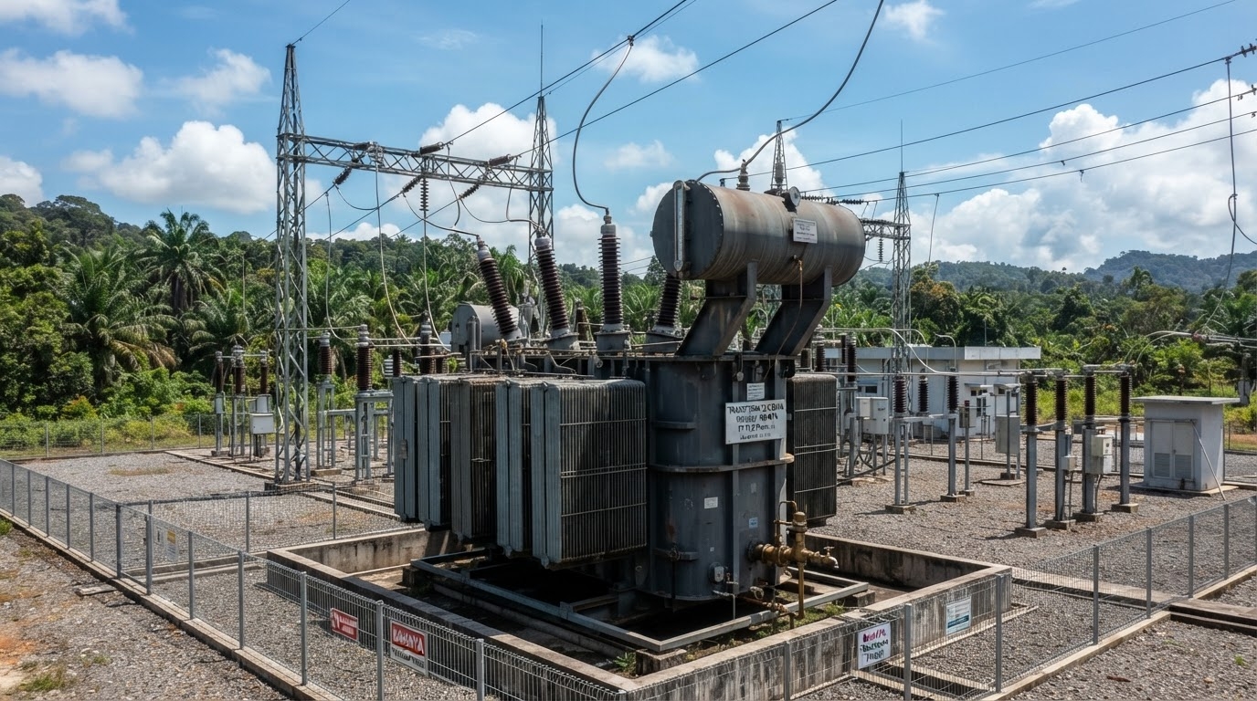 Transformator daya gardu induk substation Kalimantan