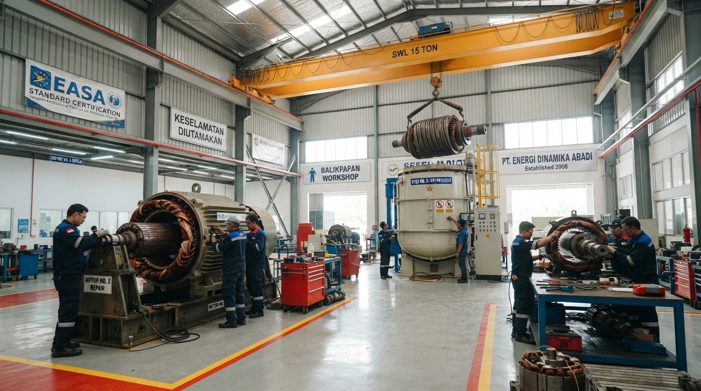 Workshop rewinding motor listrik standar EASA Balikpapan